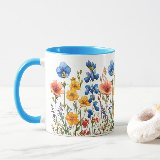 Taza jardín natural botánico de flores silvestres (Con donut)