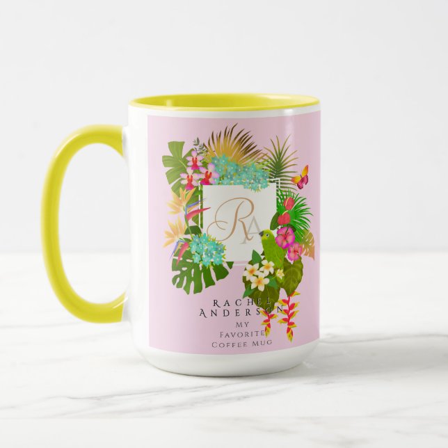Taza Jardín tropical Monograma rosa (Izquierda)