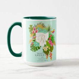 Taza Jardín tropical Monograma Verde
