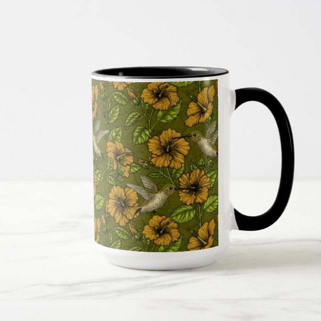Taza Jardín tropical nocturno amarillo y verde (Derecha)