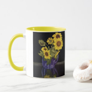 Taza Jardín Vintage Flores de Girasoles de Verano en un