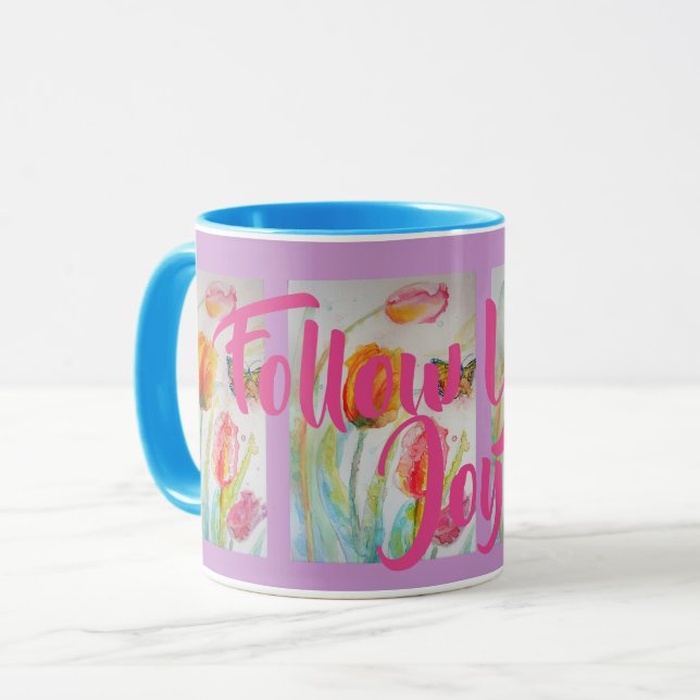 Taza Jarrón de tulipanes rosados tulipanes acuarela taz (Anverso izquierdo)
