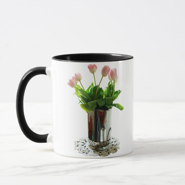 Taza Jarrón de Tulipanes Rosas (Izquierda)