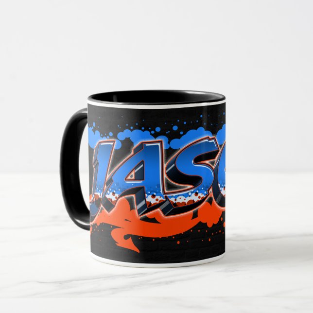 Taza Jason Vorname Name Graffiti blue orange Tasse (Anverso izquierdo)
