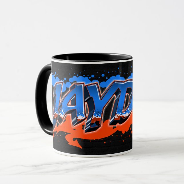 Taza Jayden Vorname Name Graffiti blue orange Tasse (Anverso izquierdo)