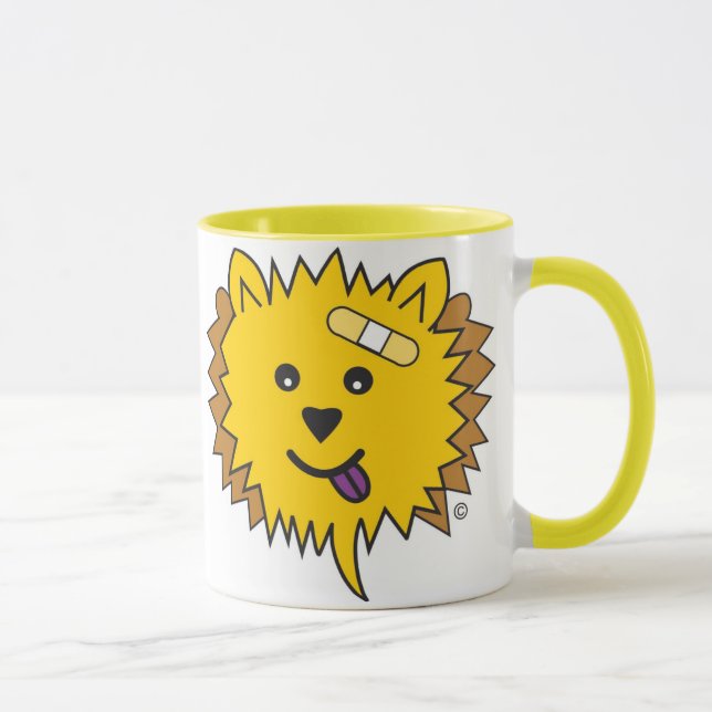 Taza JayJay el amarillo de la cara del perro chino (Derecha)