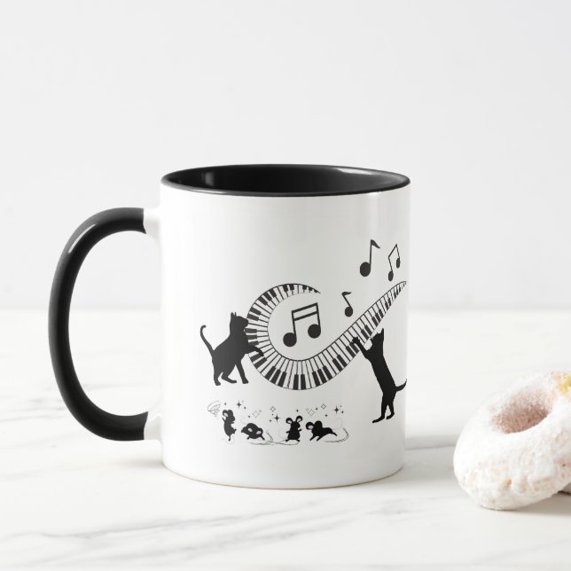 Taza Jazz Cats | Piano | Café Mug (Con donut)