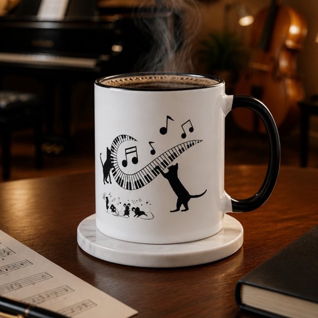 Taza Jazz Cats | Piano | Café Mug (Subido por el creador)
