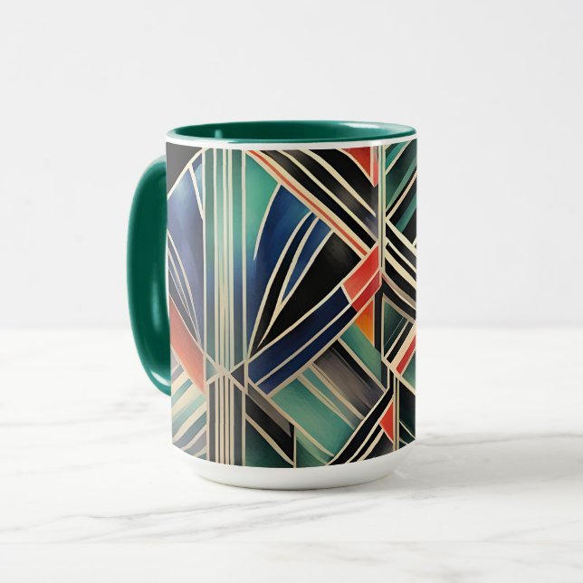 Taza Jazzy Geométrico Elegante Clásico Boho Geométrico (Anverso izquierdo)