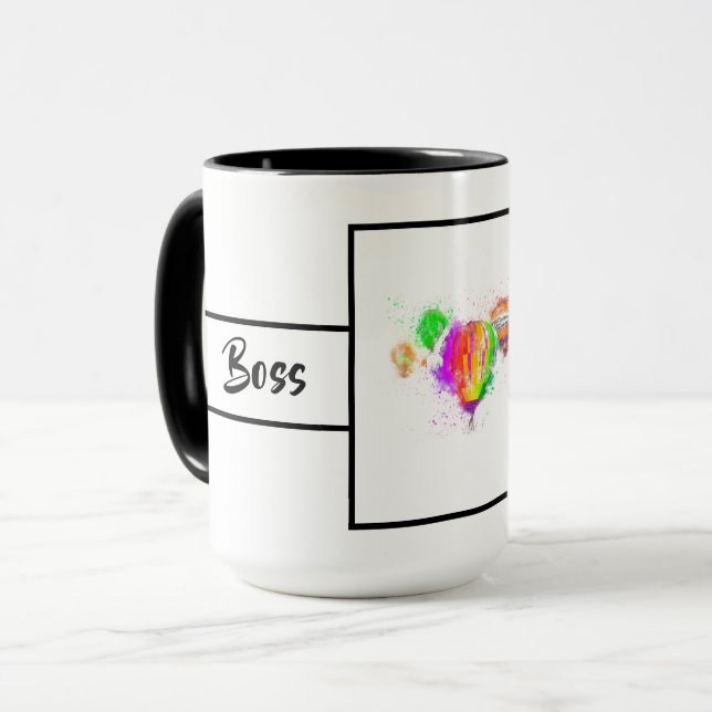 Taza Jefa Señora Timbradora de Globos 15oz (Anverso izquierdo)