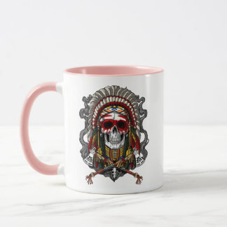 Taza Jefe de equipo nativo americano de cráneo indio