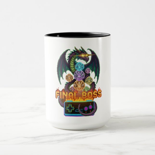 Taza Jefe Final Retro Dragón & Dados | Pixel TTRPG Juga (Centro)