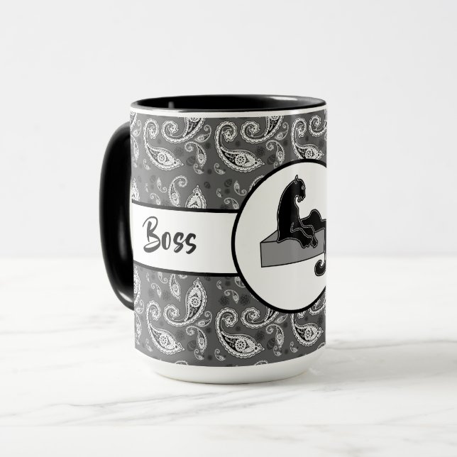 Taza Jefe Lady Black Cat Ringer 15oz (Anverso izquierdo)