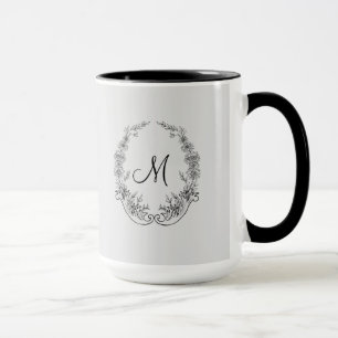 Taza Jefe Lady Black Gray Monograma Ringer 15oz
