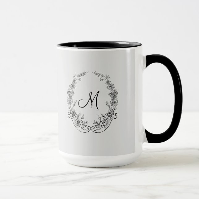 Taza Jefe Lady Black Gray Monograma Ringer 15oz (Derecha)