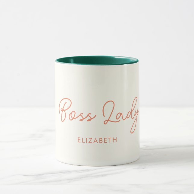 Taza Jefe Lady Retro Nombre personalizado Coffee Mug (Centro)