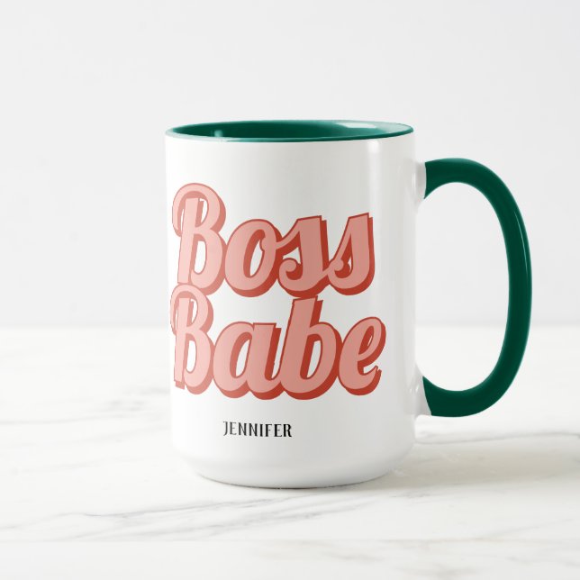 Taza Jefe Lady Retro Nombre personalizado Coffee Mug (Derecha)