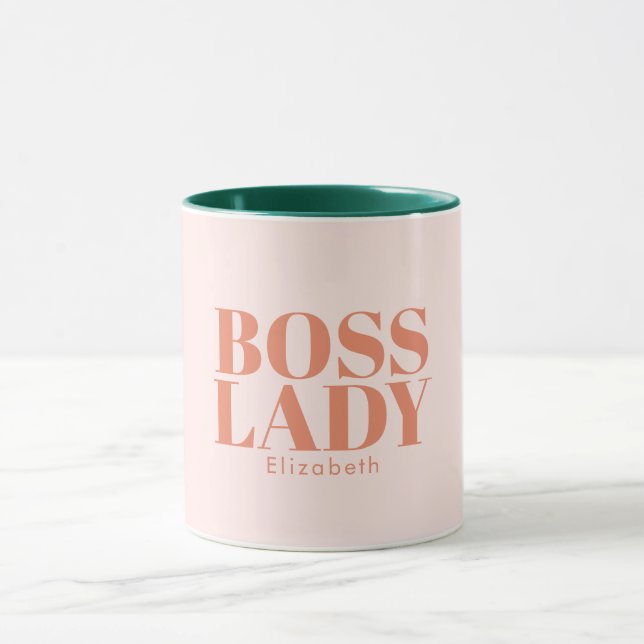 Taza Jefe Lady Retro Nombre personalizado Coffee Mug (Centro)