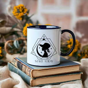 Taza Jefe Minimalista de la dama blanca y negra