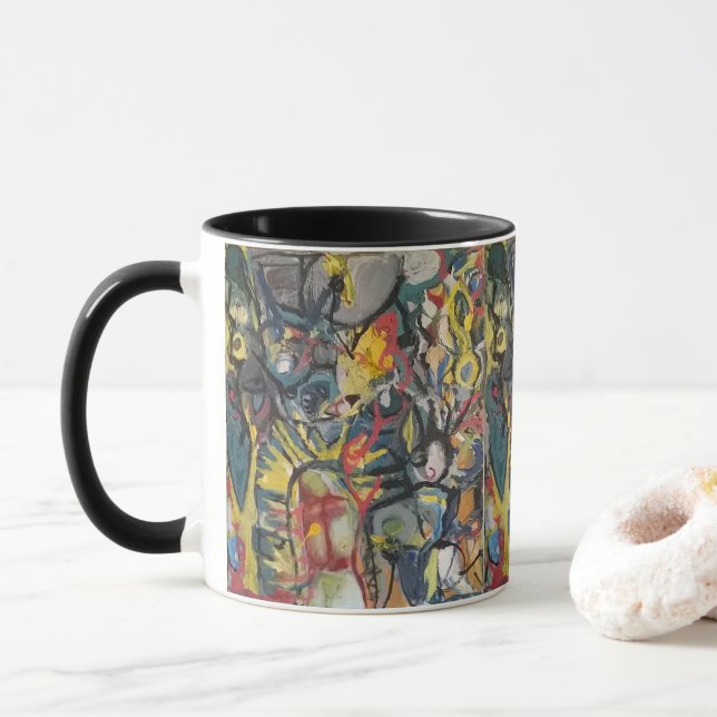 Taza Jeff Hankamer, el tazón pintor de "Mission" (Con donut)