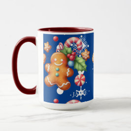 Taza Jengibre Navidad Menta Azul Nombre Nieve