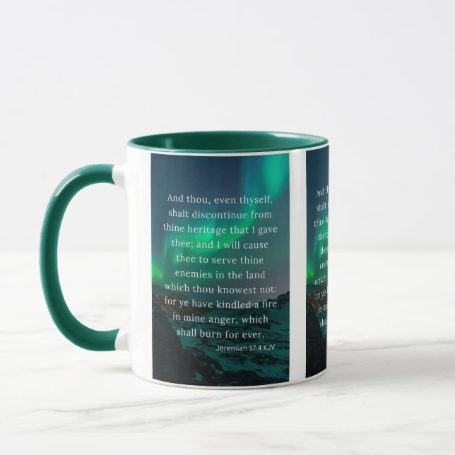 Taza Jeremiah 17:4 KJV Biblia Scripture Pic 2-Tone Mug (Izquierda)