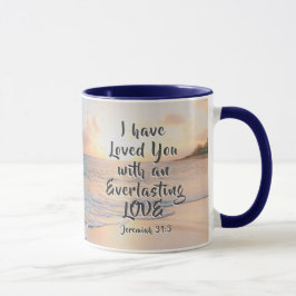 Taza Jeremías 31:3 Te he amado la Biblia Ocean Sunset