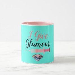 Taza Jeringa de enfermera glamorosa verde azulada lindo