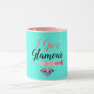 Taza Jeringa de enfermera glamorosa verde azulada lindo