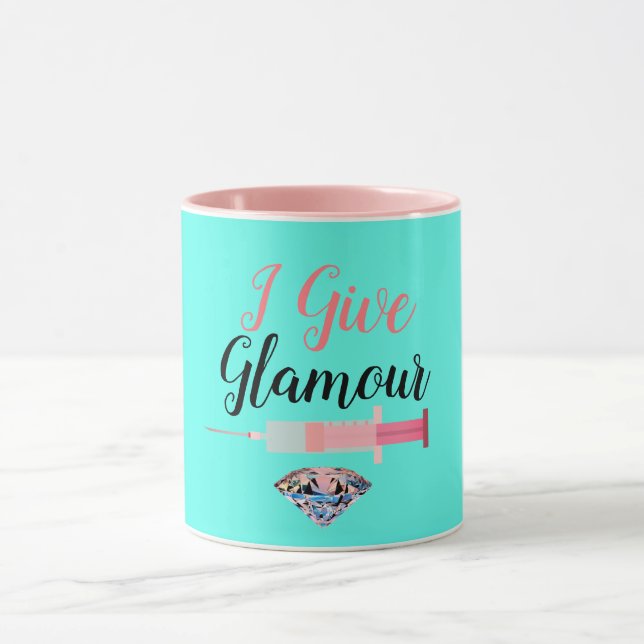 Taza Jeringa de enfermera glamorosa verde azulada lindo (Centro)