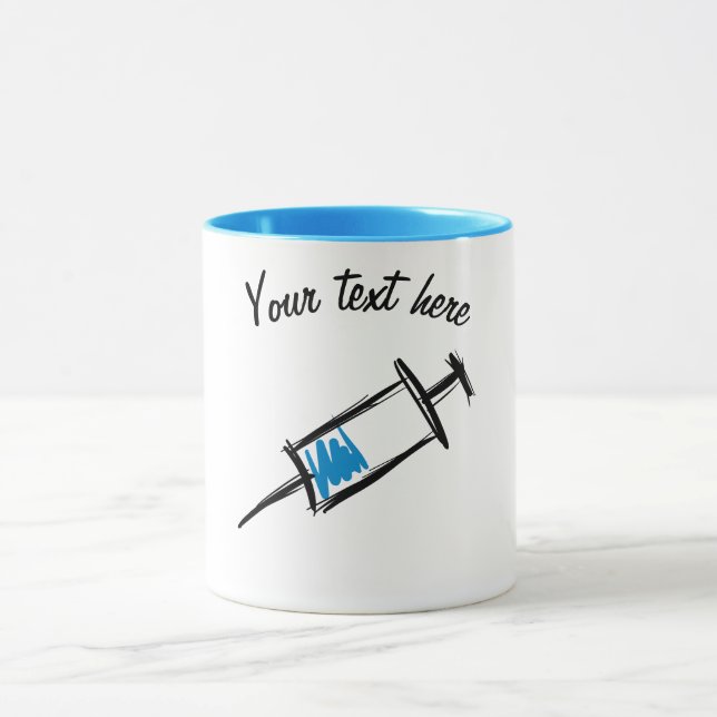 Taza Jeringa, de mano. Inyección, médica, enfermera (Centro)