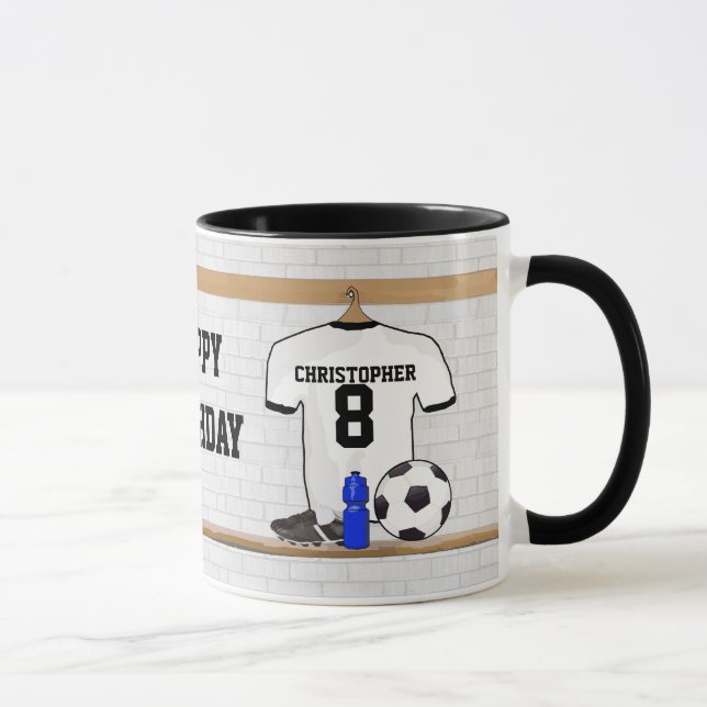 Taza Jersey de fútbol negro blanco personalizado del (Derecha)