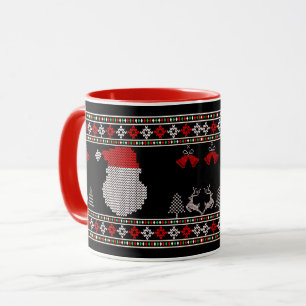 Taza Jersey Navideño Feo de Punto de Vacaciones con Cab