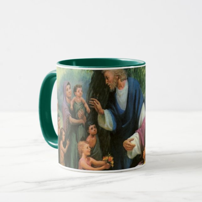 Taza Jesucristo bendiciendo niños, religión vintage (Anverso izquierdo)