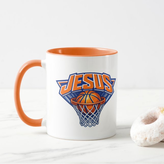 Taza JESUS - Azul y Naranja (Con donut)