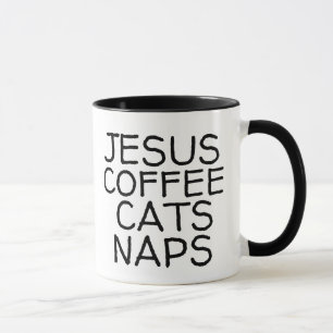 TAZA JESUS COFFEE CATS NAPS CAT COFFEE MUGS