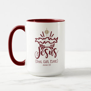 Taza JESÚS EL MEJOR REGALO JAMÁS Escrito en Rojo Navida