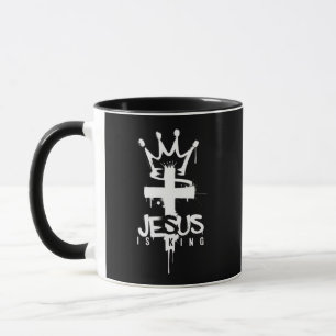 Taza Jesús es el Rey Fe Religiosa Cristiana Cruz