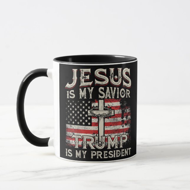 Taza Jesús Es Mi Salvador Trump Es Mi Presidente Estado (Izquierda)