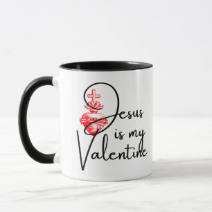 Taza Jesús es mi San Valentín de corazón rojo religi