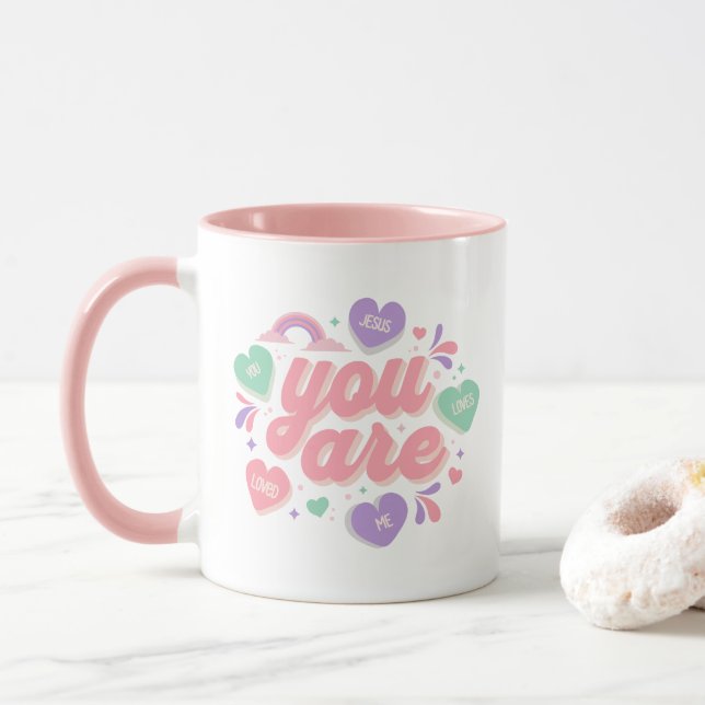 Taza Jesus Loves You heart rainbow  (Con donut)