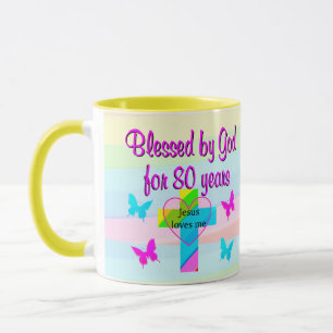 TAZA JESÚS ME AMA 80º CUMPLEAÑOS MUG
