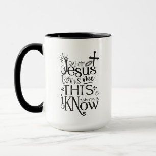 Taza JESUS ME AMA Christian Faith Cita Black Combo