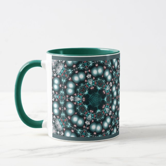 Taza Jewelia : Mug de joyas fractales de Aqua Green (Izquierda)