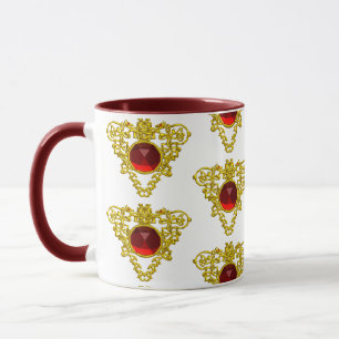 TAZA JEWELS DE CORAZÓN CELÁTICO ORO CON GEMSTONES ROJOS