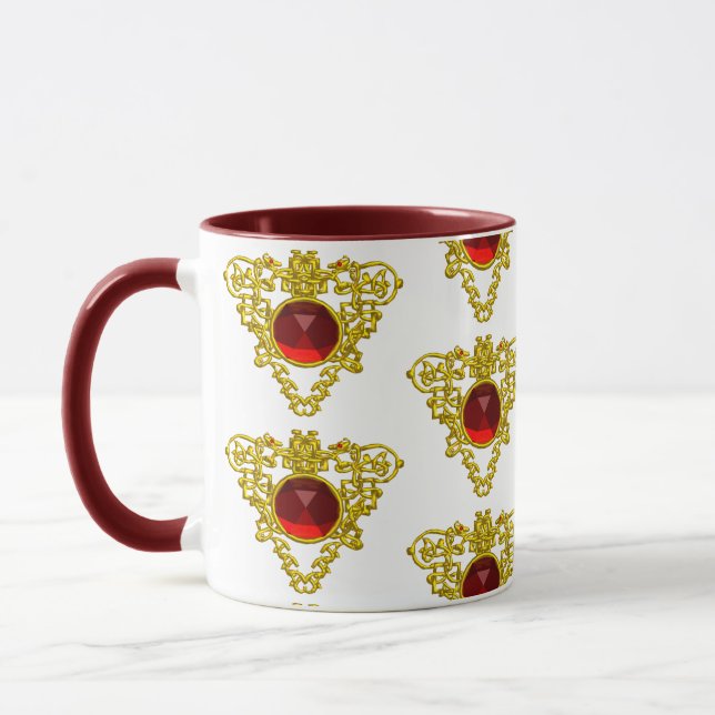 TAZA JEWELS DE CORAZÓN CELÁTICO ORO CON GEMSTONES ROJOS (Izquierda)