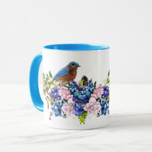 Taza Jilguero de la Felicidad Floral Personalizado 