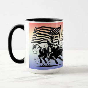 Taza Jinete de Toro de Rodeo Americano Personalizado 2