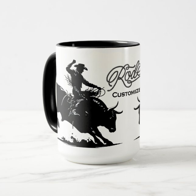 Taza Jinete de Toro de Rodeo Personalizado  (Anverso izquierdo)