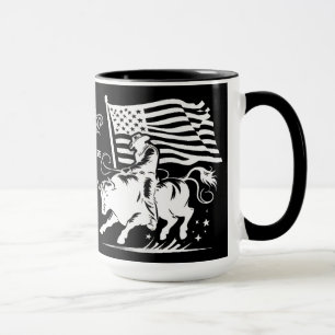 Taza Jinete de toro de rodeo personalizado americano 3